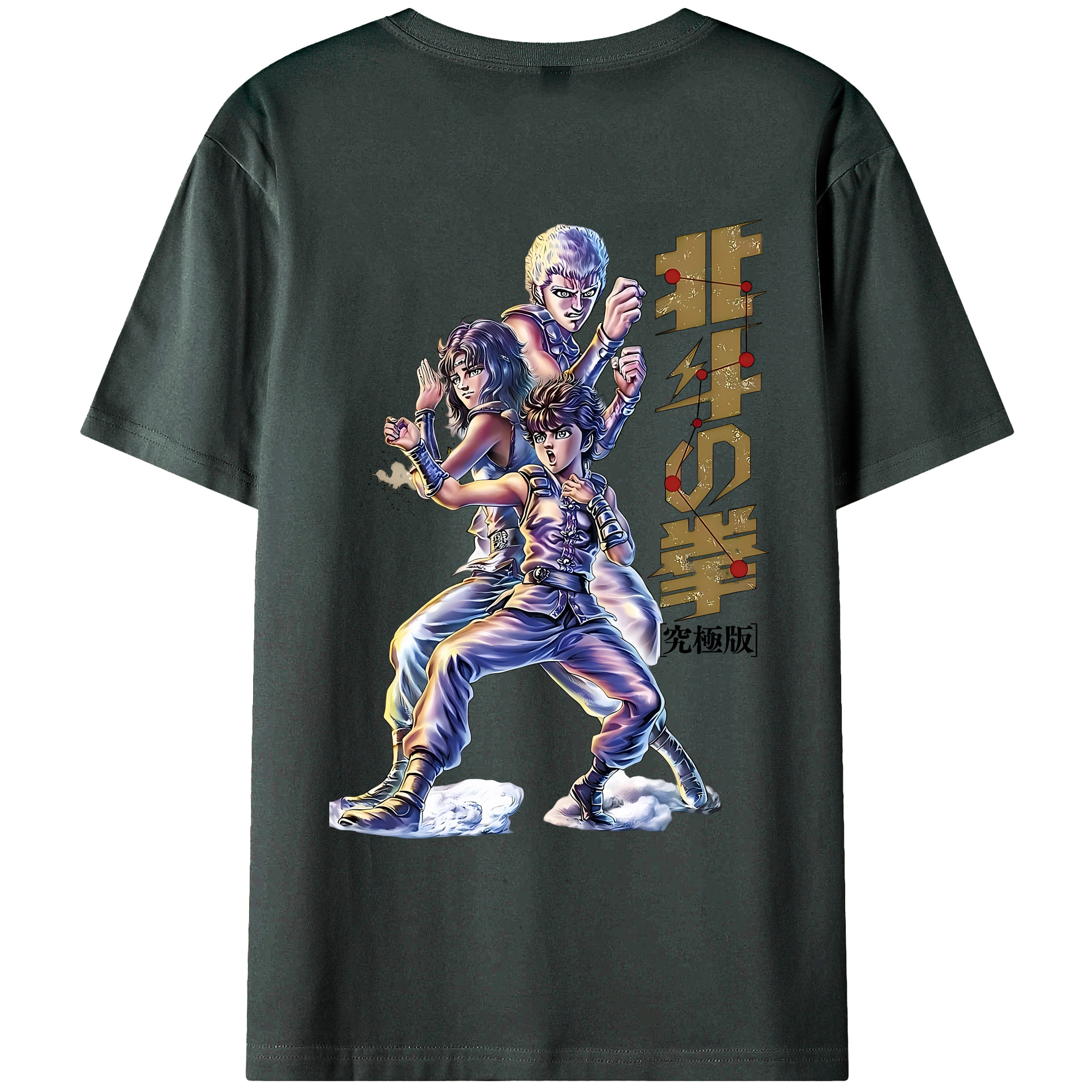 （画像用） 北斗の拳 Fist of the North Star 綿100％ メンズ半袖Tシャツ（バックプリント） 通気性